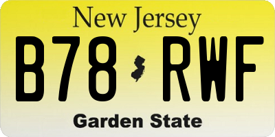 NJ license plate B78RWF