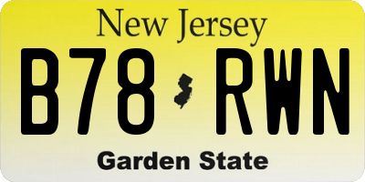 NJ license plate B78RWN