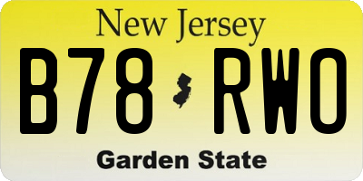 NJ license plate B78RWO