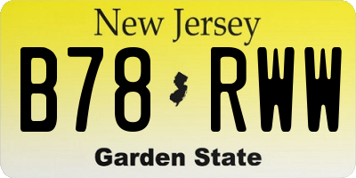 NJ license plate B78RWW