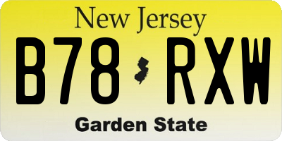 NJ license plate B78RXW
