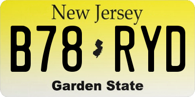 NJ license plate B78RYD