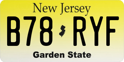 NJ license plate B78RYF