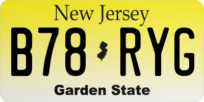 NJ license plate B78RYG
