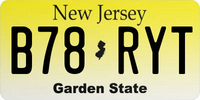 NJ license plate B78RYT
