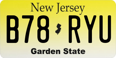NJ license plate B78RYU