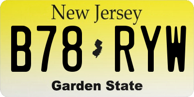 NJ license plate B78RYW