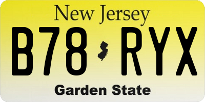 NJ license plate B78RYX