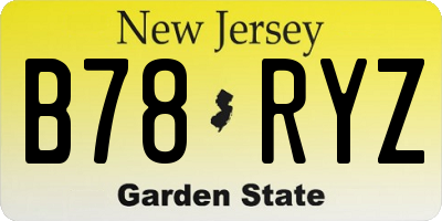 NJ license plate B78RYZ