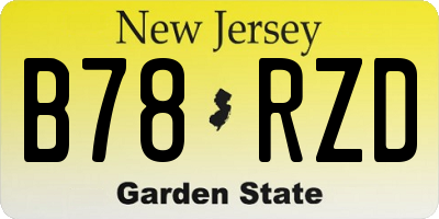 NJ license plate B78RZD