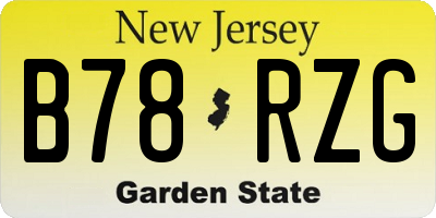NJ license plate B78RZG
