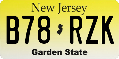 NJ license plate B78RZK