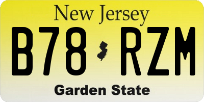 NJ license plate B78RZM