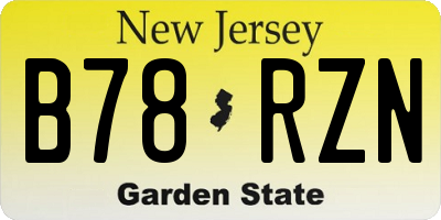 NJ license plate B78RZN