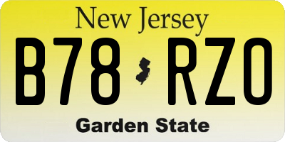 NJ license plate B78RZO