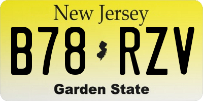 NJ license plate B78RZV