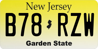 NJ license plate B78RZW