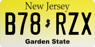 NJ license plate B78RZX