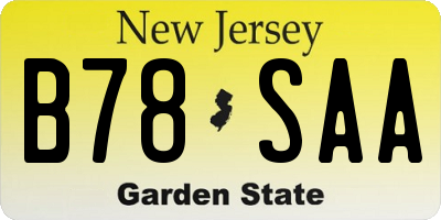 NJ license plate B78SAA