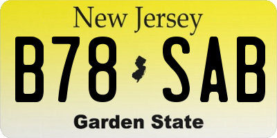 NJ license plate B78SAB