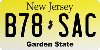 NJ license plate B78SAC