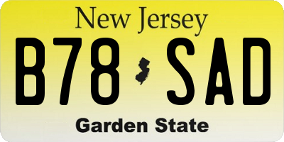 NJ license plate B78SAD
