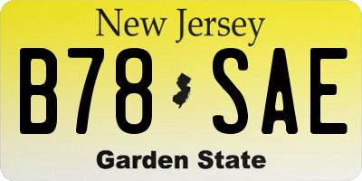 NJ license plate B78SAE
