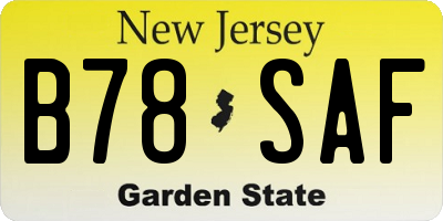 NJ license plate B78SAF