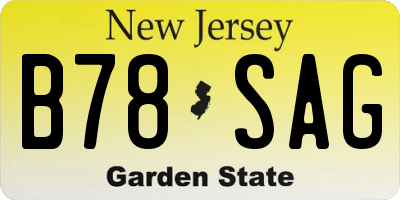 NJ license plate B78SAG