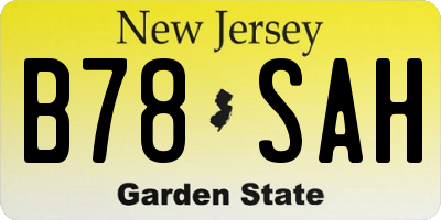 NJ license plate B78SAH