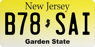 NJ license plate B78SAI