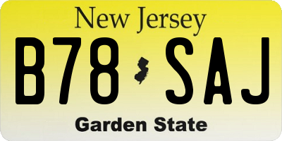 NJ license plate B78SAJ