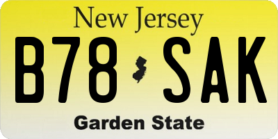 NJ license plate B78SAK