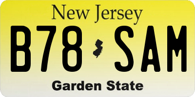 NJ license plate B78SAM