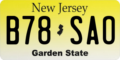 NJ license plate B78SAO