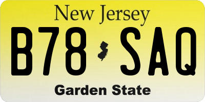 NJ license plate B78SAQ