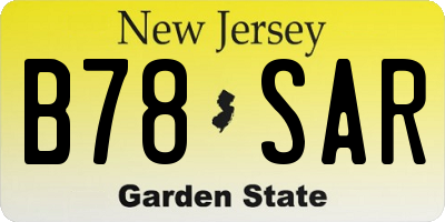 NJ license plate B78SAR