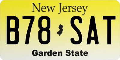NJ license plate B78SAT