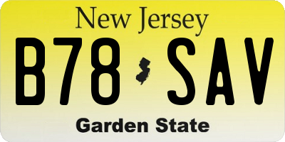 NJ license plate B78SAV