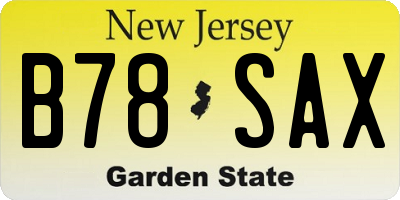 NJ license plate B78SAX