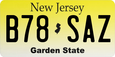 NJ license plate B78SAZ
