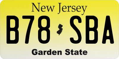 NJ license plate B78SBA