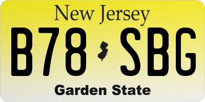 NJ license plate B78SBG