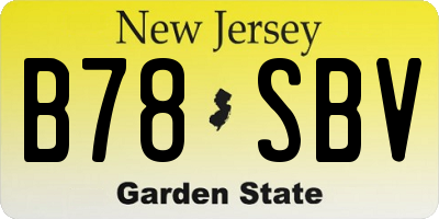 NJ license plate B78SBV
