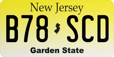 NJ license plate B78SCD