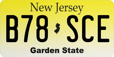 NJ license plate B78SCE
