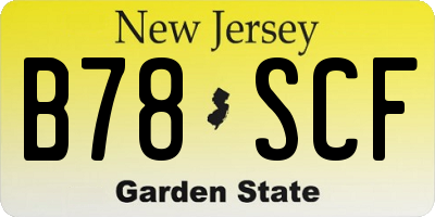 NJ license plate B78SCF