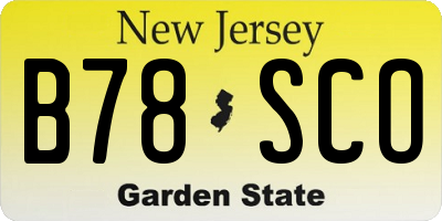 NJ license plate B78SCO