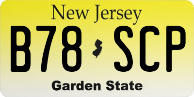 NJ license plate B78SCP