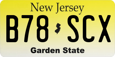 NJ license plate B78SCX